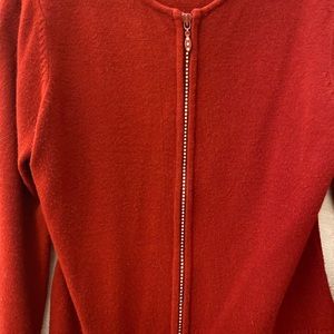 Red bling-zipped sweater